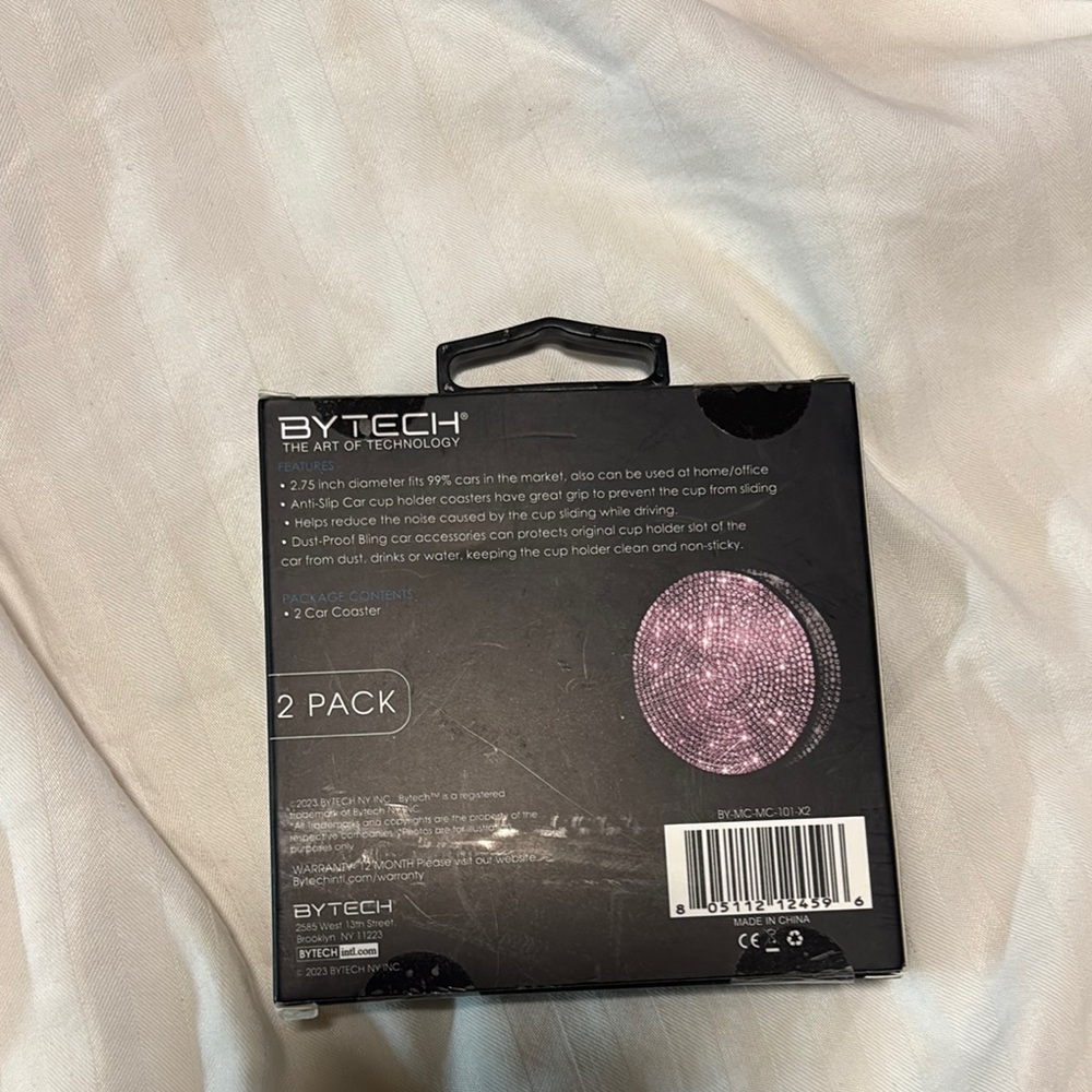 Bytech Rhinestone Car Coaster 2 Pack - Pink - Picture 3 of 6